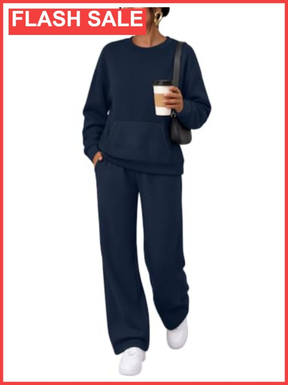 Women's 2 Piece Sweatsuit Lounge Set Long Sleeve Kangaroo Pocket